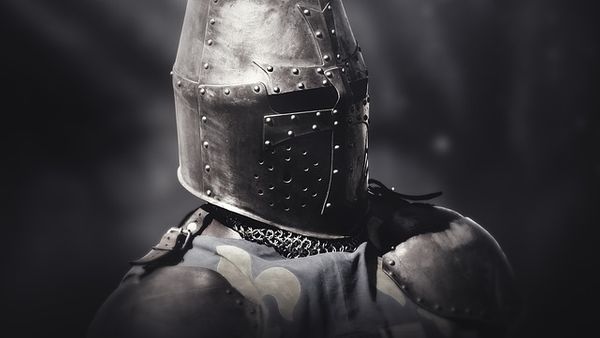 Metal helmet protecting head, face and eyes of a soldier in battle as we study about Helmet of Salvation in Ephesians 6-17.