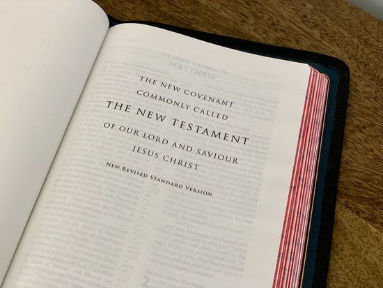 A Bible open to the New Testament