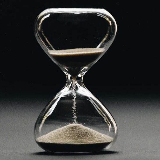 An hour glass with sand running through it as the time before Christ's return is running out