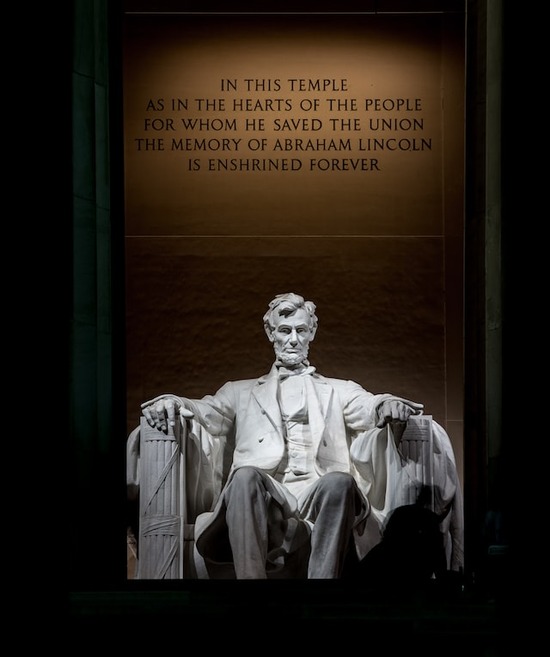 The Lincoln Memorial, commemorating Abraham Lincoln who helped abolish slavery