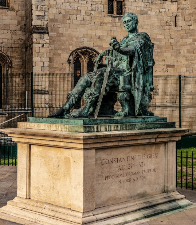 A statue of Constantine, the Roman emperor who made Christianity the state religion in the empire during the 3rd century AD