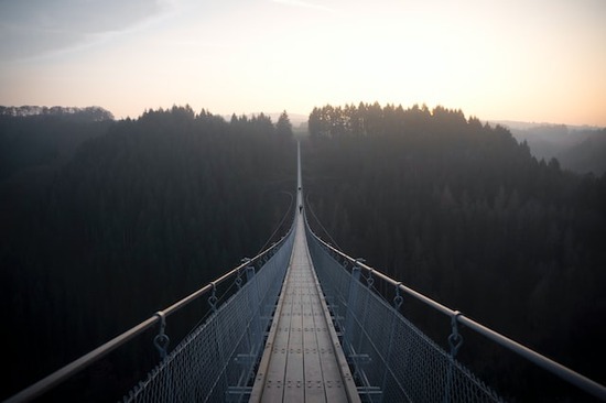A bridge across a valley, representing the way Jesus bridges the gap between God and us