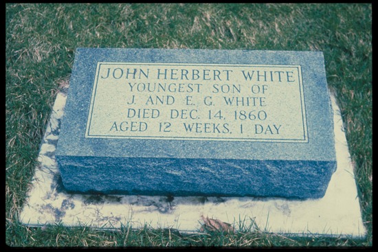 The grave of John Herbert White, Ellen White's youngest son who died at only three months of age