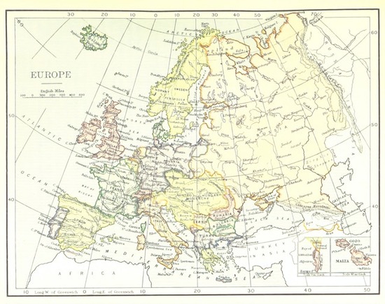 A map of Europe, the continent where Ellen White spent two years