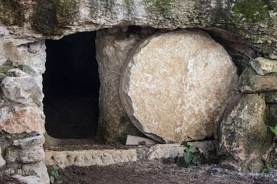 An empty tomb, symbolic of Jesus' resurrection