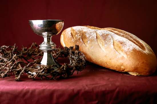 Bread and a cup representing the Last Supper