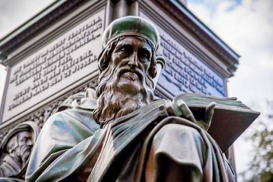 A statue of John Wycliffe, who started the train of thought leading to the Reformation