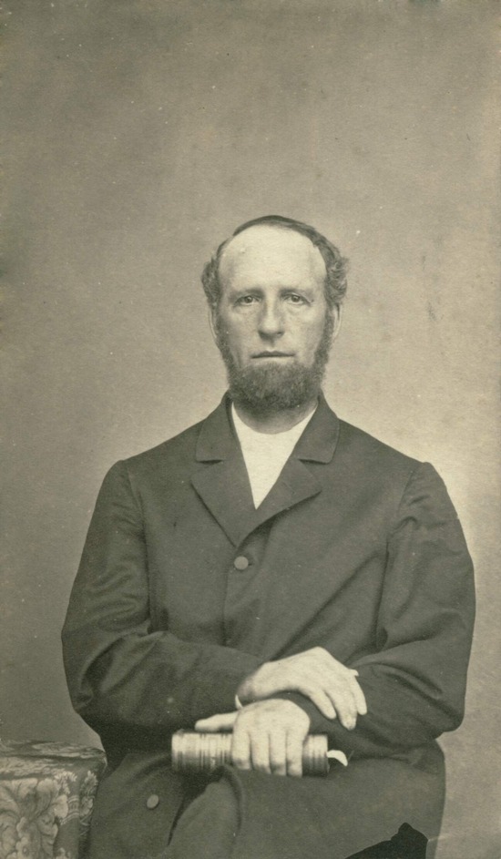 A black and white photograph of James White, Ellen White's husband.