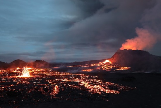 A volcano erupting, perhaps similar to one of the end time events