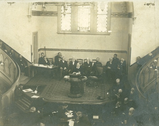 Ellen White addressing delegates at the 1901 General Conference session in Battle Creek, Michigan