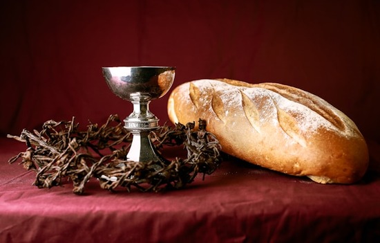 Bread and a cup representing the Last Supper