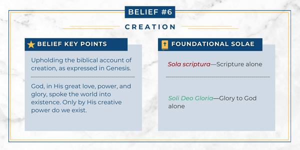 Chart explaining how the Adventist belief in creation relates to Protestant principles.