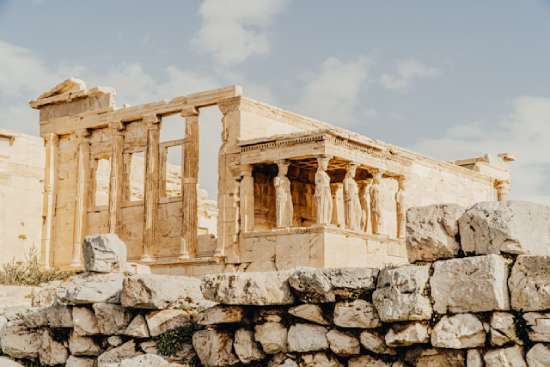 An eroded Greek temple, representing Luke's Greek heritage.