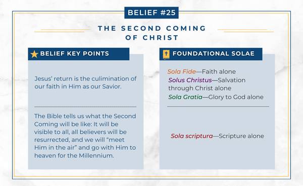 Chart explaining how the Adventist belief in the Second Coming relates to Protestant principles.